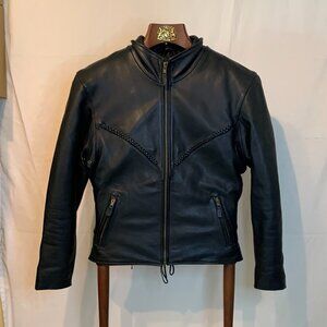 MOB Women Black Leather Riding Jacket Size Small Motorcycle Removalbe Liner